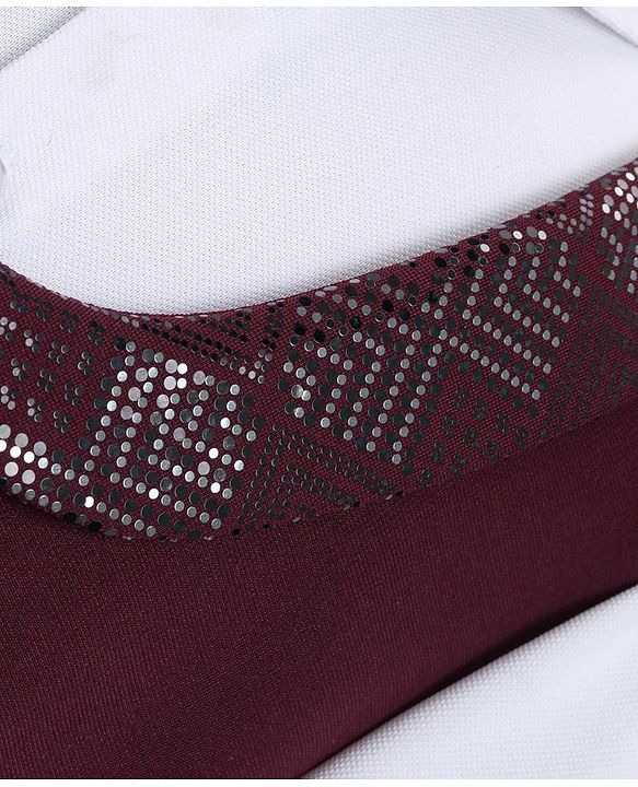 Babyhug Full Sleeves 3 Piece Party Suit with Bow & Stretch Solid Color - Maroon & White