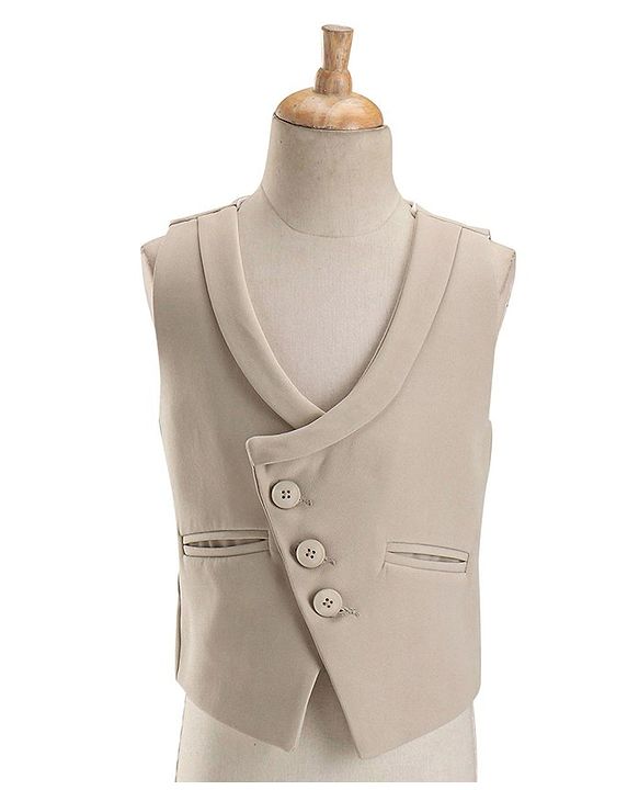 Babyhug Full Sleeves Stretchable Party Suit - Beige