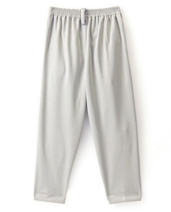 Babyhug Full Sleeves 3 Piece Party Suit with Bow & Stretch Solid Color - Grey & Black