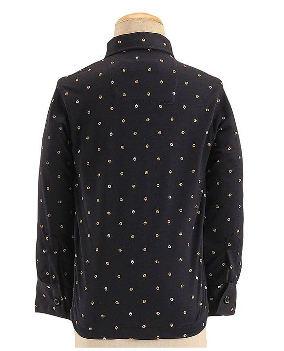 Babyhug Woven Full Sleeves Stretchable Three Piece Solid Colour Party Suit with Bow - Yellow & Black