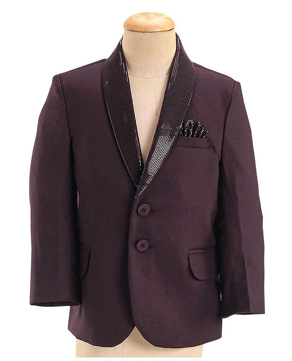 Babyhug Woven Full Sleeves Three Piece Solid Colour Party Suit with Bow - Maroon