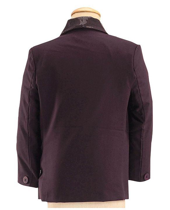 Babyhug Woven Full Sleeves Three Piece Solid Colour Party Suit with Bow - Maroon
