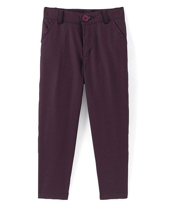Babyhug Woven Full Sleeves Three Piece Solid Colour Party Suit with Bow - Maroon