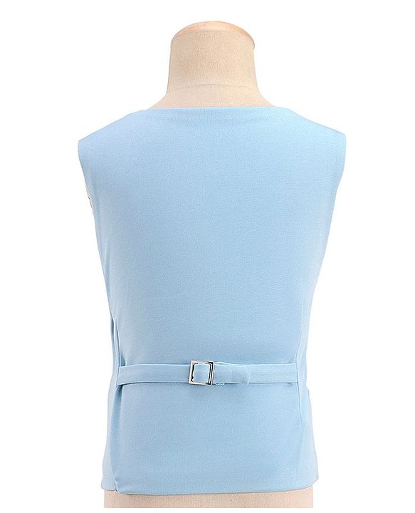 Babyhug Full Sleeves Three Piece Party Suit with Bow & Stretch - White & Blue