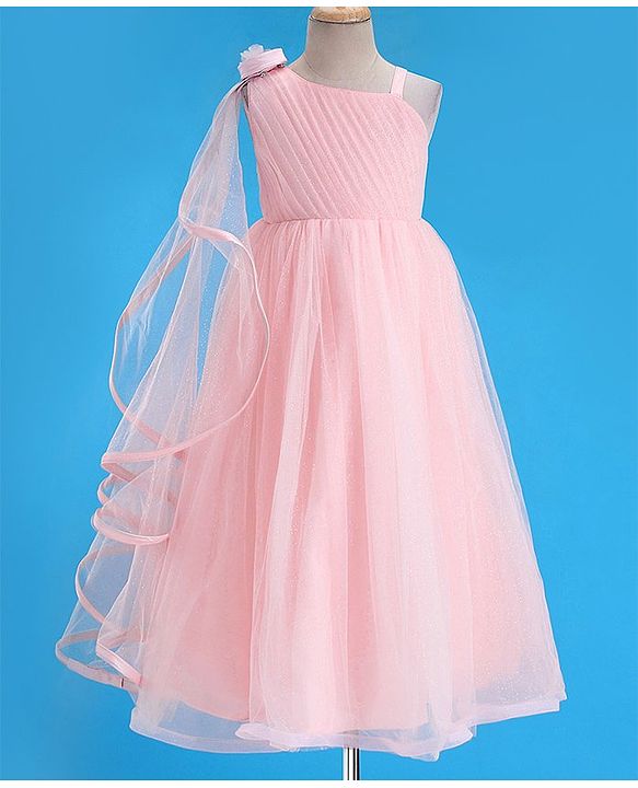 Babyhug Sleeveless Peplum Party Frock With Bow Applique - Red main image 0