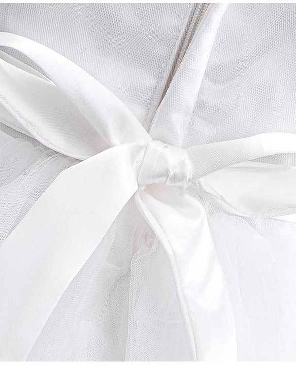 Babyhug Sleeveless Mesh Party Frock with Sequin Detailing - White
