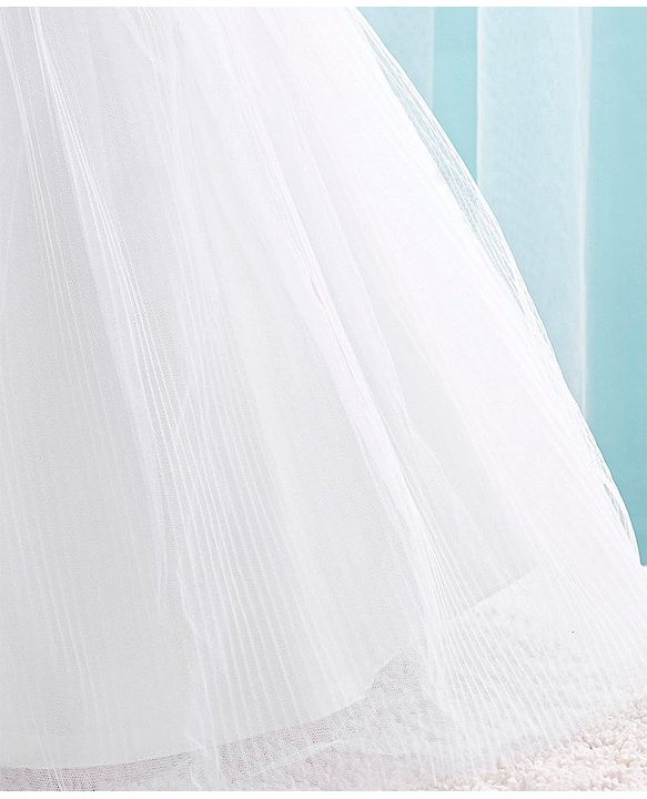 Babyhug Sleeveless Mesh Party Frock with Sequin Detailing - White