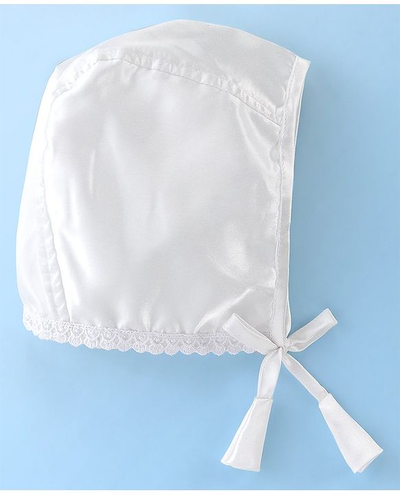 Babyhug Sleeveless Baptism Set With Floral Applique - White