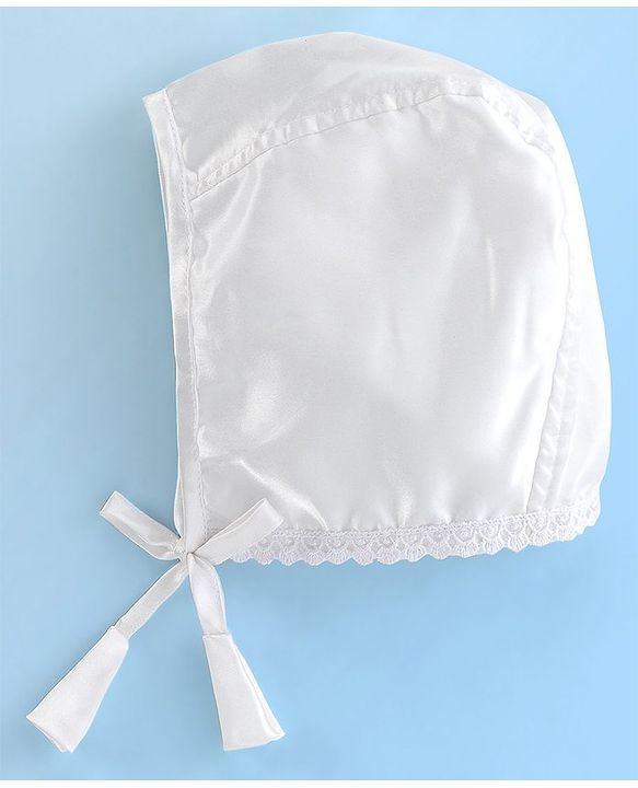 Babyhug Sleeveless Baptism Set With Floral Applique - White