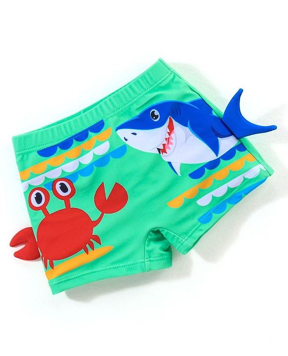 Babyhug Crab Print Swimming Trunk - Green