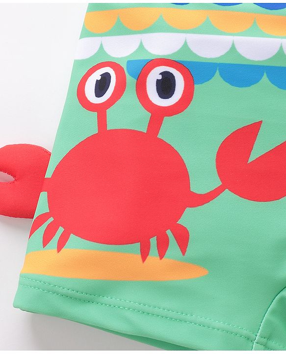 Babyhug Crab Print Swimming Trunk - Green