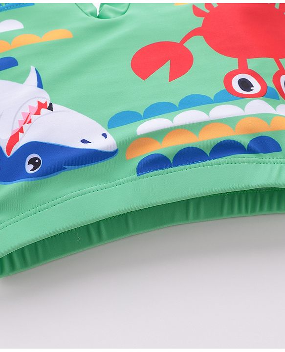 Babyhug Crab Print Swimming Trunk - Green
