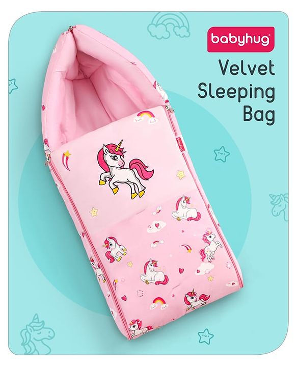 Babyhug Velour Sleeping Bag Animal Faces Print - Multicolor