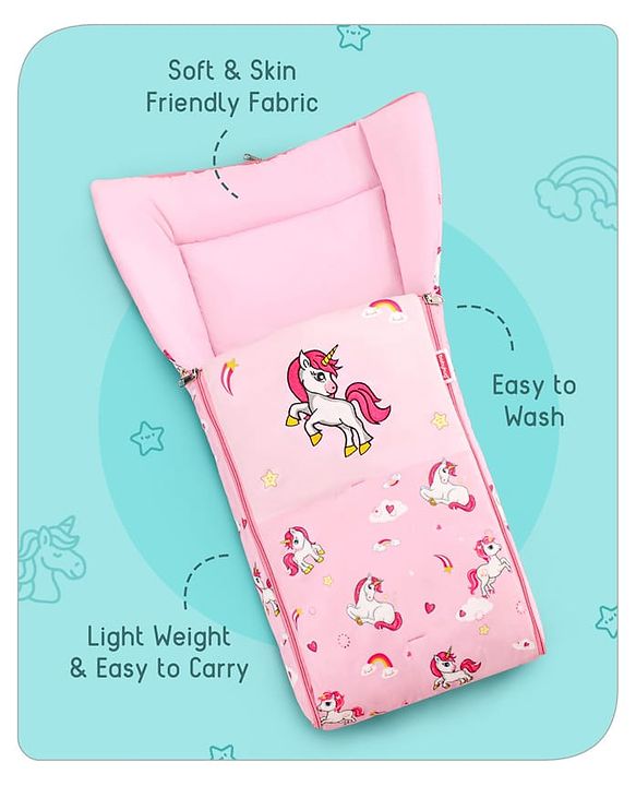 Babyhug Velour Sleeping Bag Animal Faces Print - Multicolor