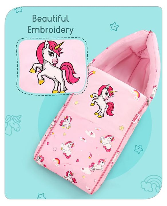 Babyhug Velour Sleeping Bag Animal Faces Print - Multicolor