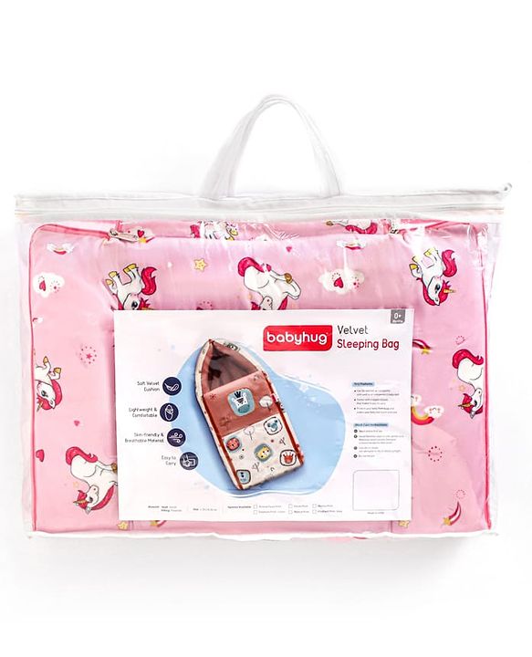 Babyhug Velour Sleeping Bag Animal Faces Print - Multicolor