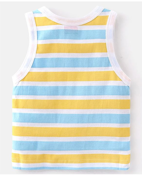 Babyhug 100% Cotton Knit Sleeveless Bear Print Sando Pack of 3 - Multicolour