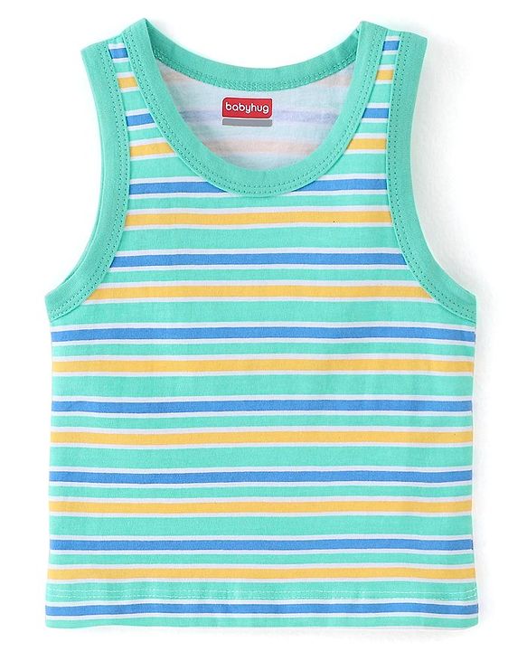 Babyhug 100% Cotton Knit Sleeveless Sando Vehicles Print Pack of 3 - Multicolour