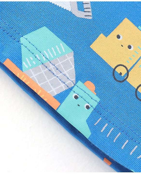 Babyhug 100% Cotton Knit Sleeveless Sando Vehicles Print Pack of 3 - Multicolour