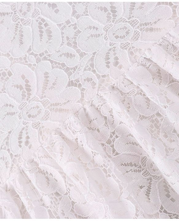 Babyhug Woven Full Sleeves Lace Frock with Leopard Design Shrug - White & Brown