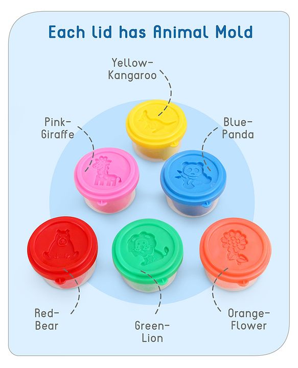 Babyhug Dough Set Pack of 6 - 300 g | Colorful Dough Kit for Creative Play | Ignites Imagination & Colorful Creation Skills | Non-Toxic | BIS Certified