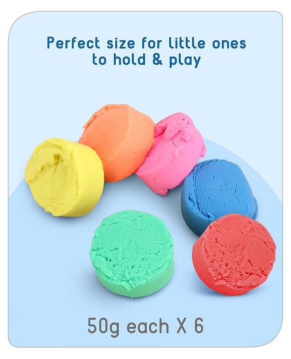 Babyhug Dough Set Pack of 6 - 300 g | Colorful Dough Kit for Creative Play | Ignites Imagination & Colorful Creation Skills | Non-Toxic | BIS Certified