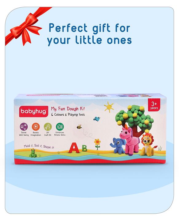 Babyhug Dough Set Pack of 6 - 300 g | Colorful Dough Kit for Creative Play | Ignites Imagination & Colorful Creation Skills | Non-Toxic | BIS Certified