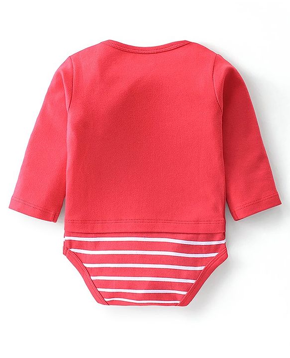 Babyhug 100% Cotton Full Sleeves Onesies With Truck Print - Red