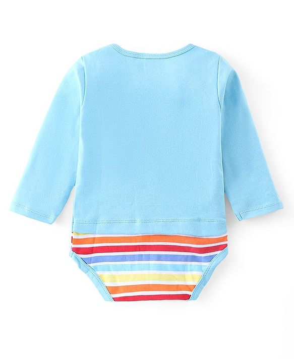 Babyhug 100 % Cotton Full Sleeves Onesie JCB Printed - Blue