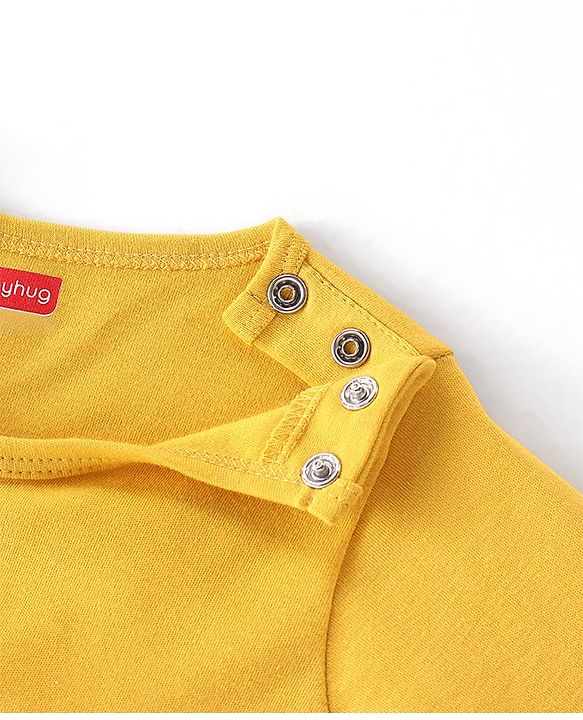 Babyhug 100% Cotton Full Sleeves Onesies Fox Print with Shoulder Snap Buttons - Yellow