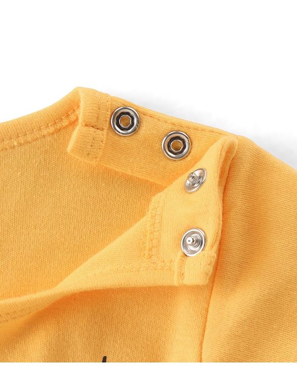 Babyhug 100% Cotton Knit Full Sleeves Onesie with Tiger & Teddy Print - Yellow