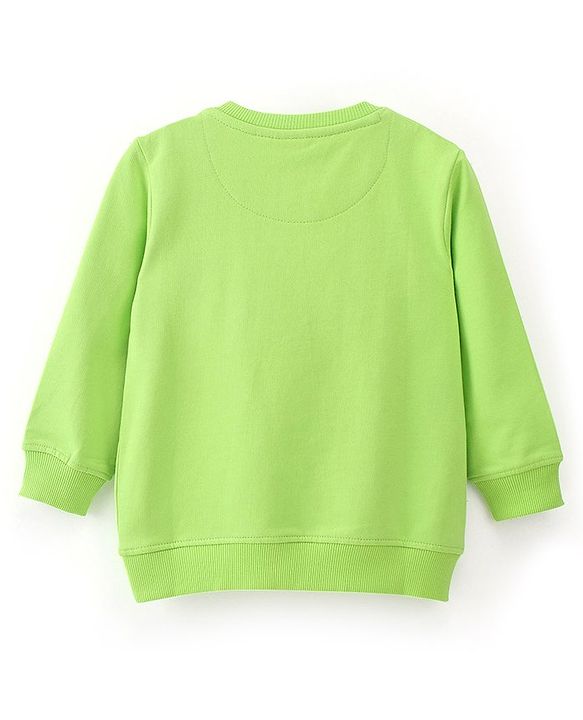 Babyhug 100% Cotton Knit Full Sleeves Animals Graphics Sweatshirt - Lime Green