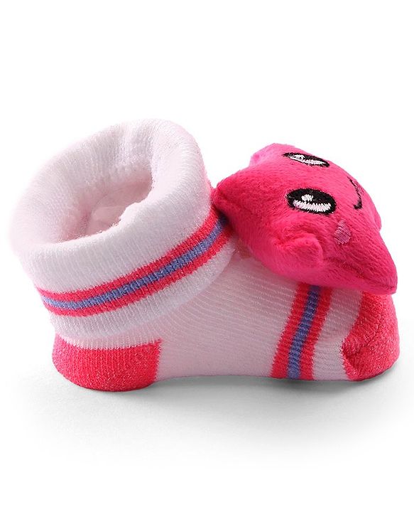 Cute Walk by Babyhug Socks Shoes with Star Applique - Light Pink