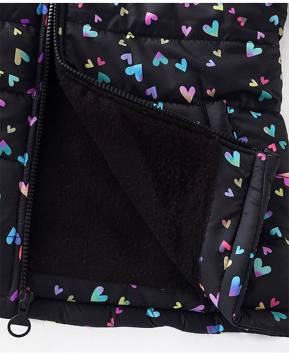 Pine Kids Full Sleeves Hooded All Over Heart Printed Jacket - Multicolor