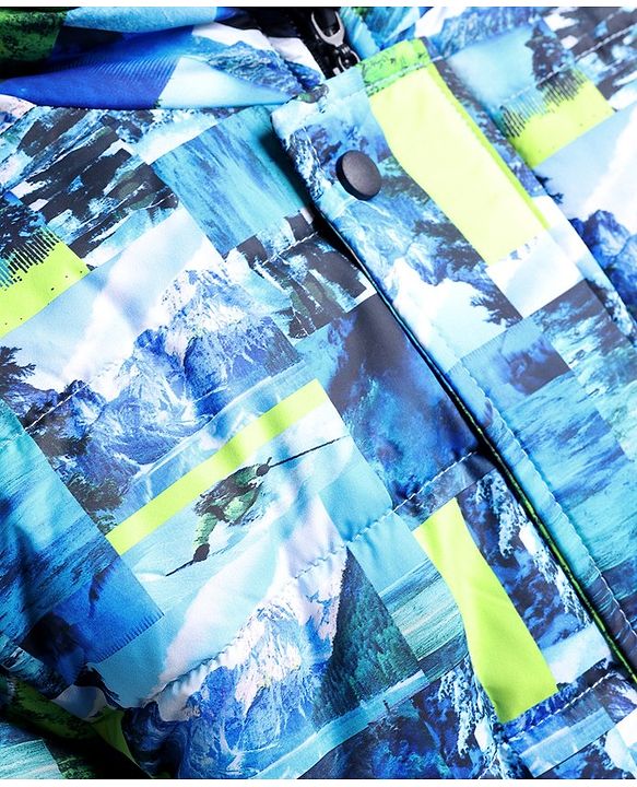 Pine Kids Full Sleeves Abstract Printed Medium Winter Jacket - Multicolor