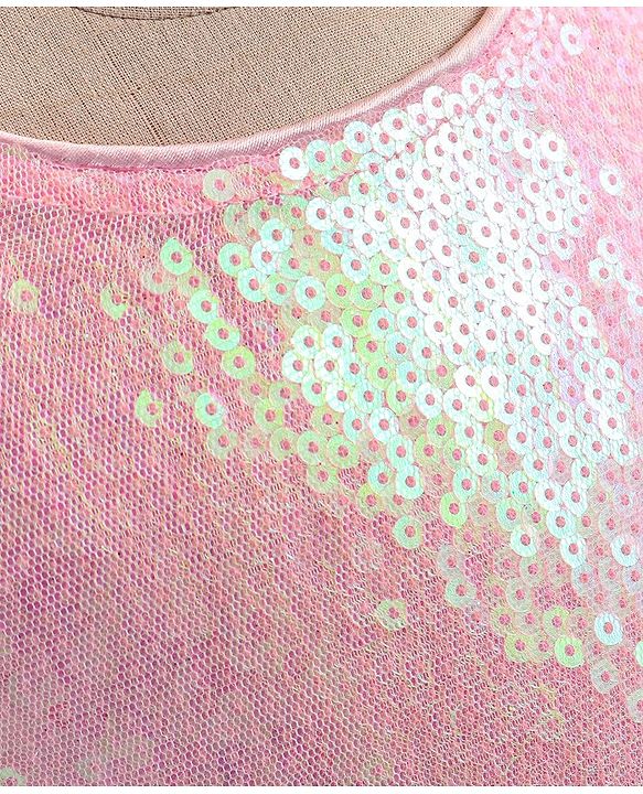 Babyhug Sleeveless Sequinned Party Frock - Pink