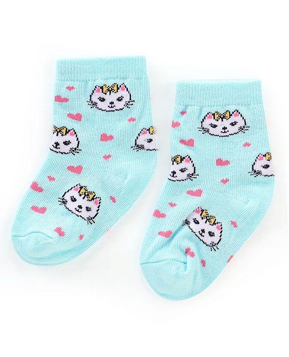 Cutewalk By Babyhug Anti Bacterial Ankle Length Socks Kitty Design Pack Of 3 - Multicolour