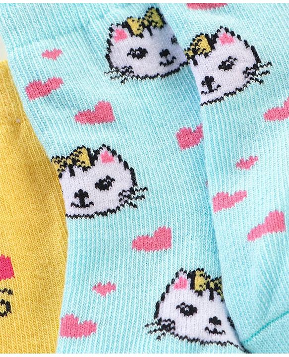 Cutewalk By Babyhug Anti Bacterial Ankle Length Socks Kitty Design Pack Of 3 - Multicolour