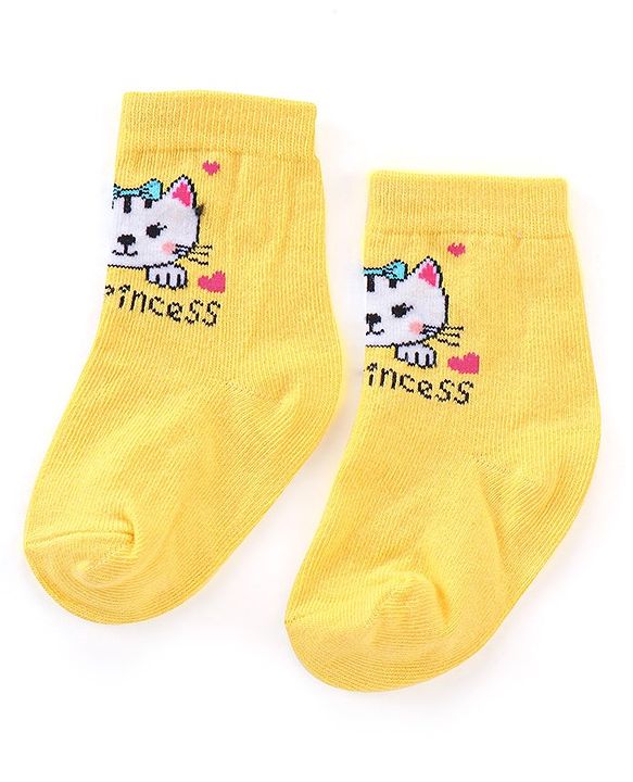 Cutewalk By Babyhug Anti Bacterial Ankle Length Socks Kitty Design Pack Of 3 - Multicolour
