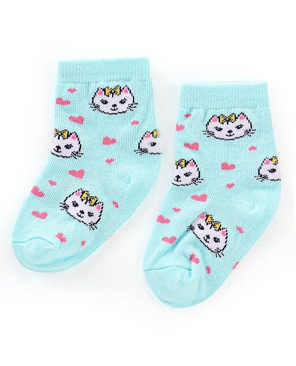 Cutewalk By Babyhug Anti Bacterial Ankle Length Socks Kitty Design Pack Of 3 - Multicolour