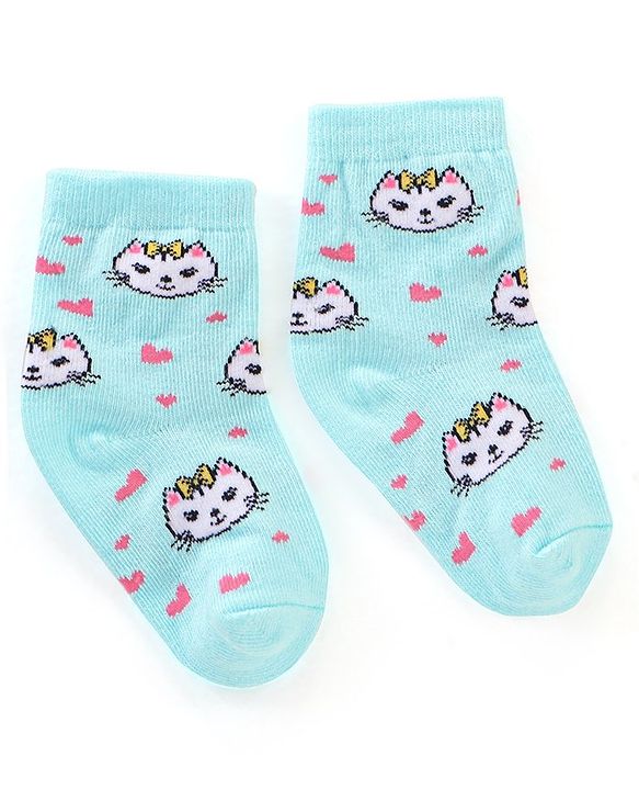 Cutewalk By Babyhug Anti Bacterial Ankle Length Socks Kitty Design Pack Of 3 - Multicolour