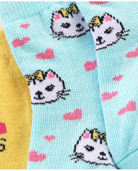 Cutewalk By Babyhug Anti Bacterial Ankle Length Socks Kitty Design Pack Of 3 - Multicolour