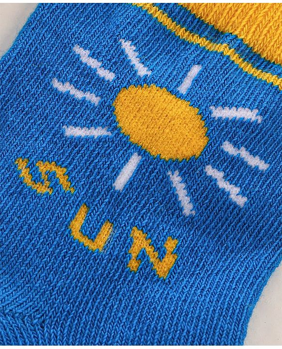 Cutewalk By Babyhug Anti Bacterial Ankle Length Socks Sun Design Pack Of 3 - Multicolour