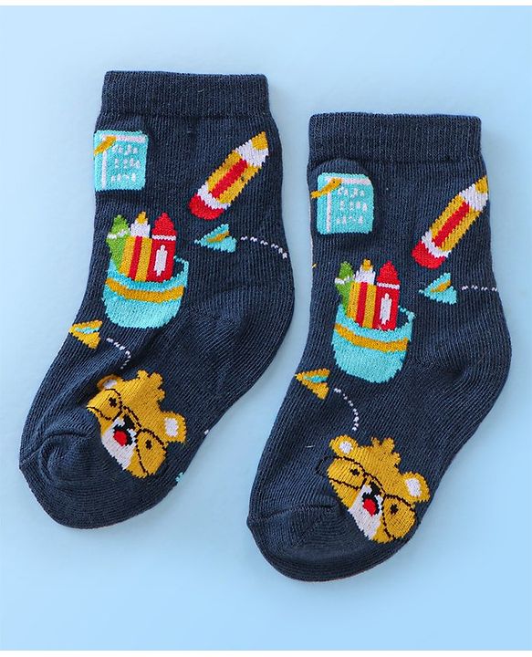 Cute Walk By Babyhug Anti Bacterial Ankle Length Socks Striped Pack Of 3 - Multicolour