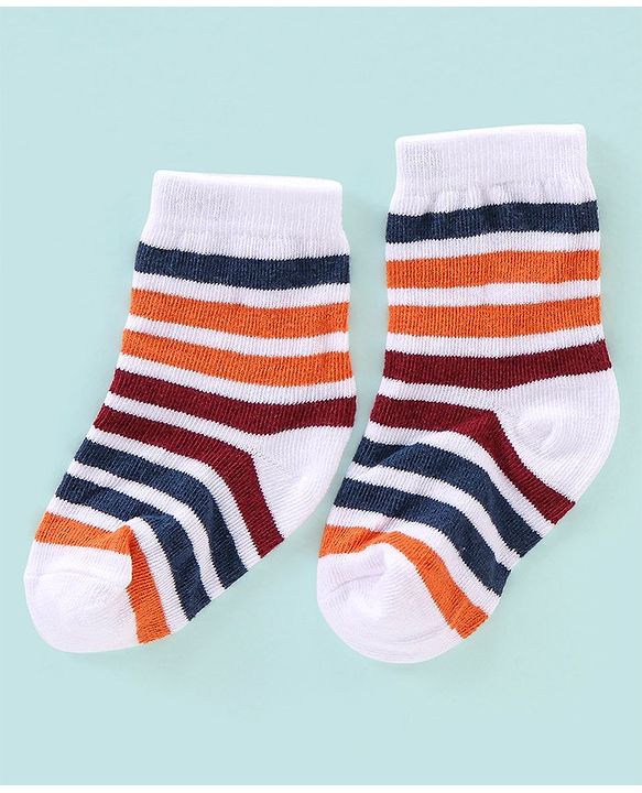 Cute Walk by Babyhug Anti Bacterial Ankle Length Socks Striped Design Pack Of 5 - Multicolour