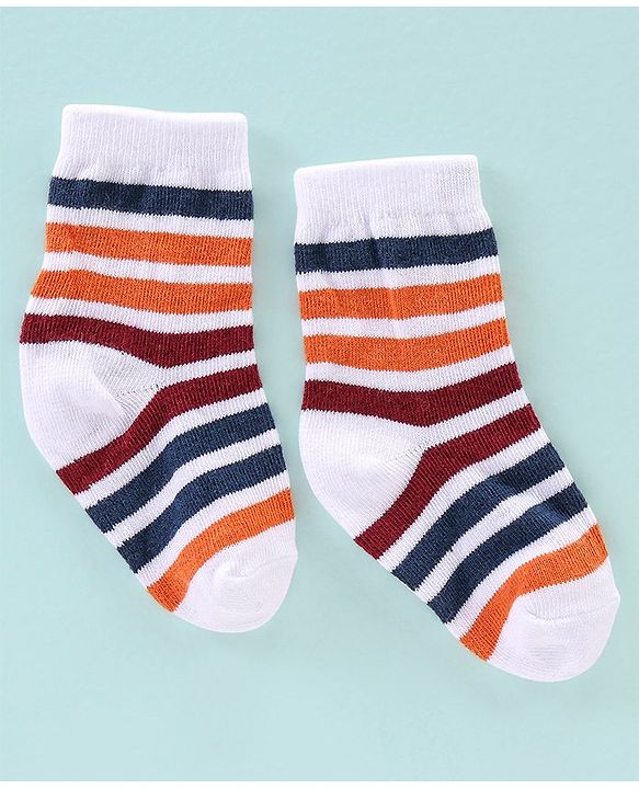 Cute Walk by Babyhug Anti Bacterial Ankle Length Socks Striped Design Pack Of 5 - Multicolour