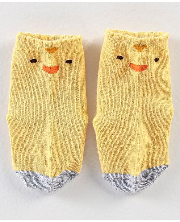 Cute Walk By Babyhug Anti Bacterial Anti Skid Ankle Length Socks Striped Print Pack Of 3 - Yellow Blue & White