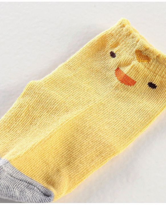 Cute Walk By Babyhug Anti Bacterial Anti Skid Ankle Length Socks Striped Print Pack Of 3 - Yellow Blue & White