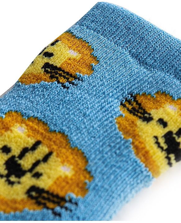 Cutewalk By Babyhug Cotton Anti Bacterial Ankle Length Socks Stripes & Tiger Design Pack Of 3- Blue White & Yellow