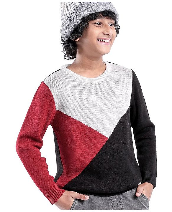 Pine Kids Full Sleeves Color Block Sweater - Multicolor